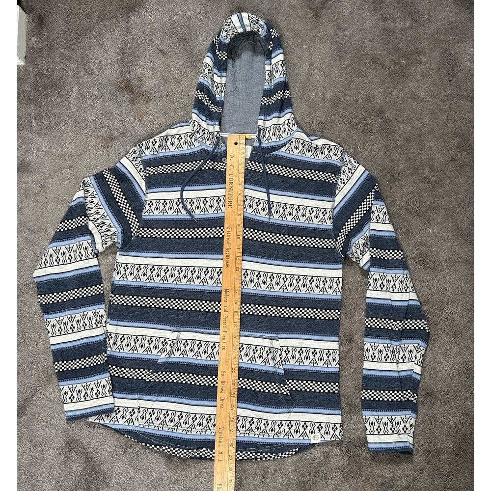 Free Planet Men XL Woven Hooded Pullover Front Pouch Bold Southwest Pattern Shir - Picture 7 of 13